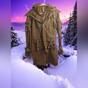 MurMur Brown Real Fur-Trimmed Jacket Size Medium